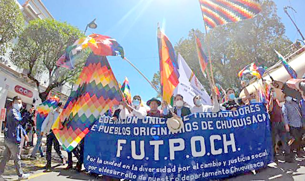 FUTPOCH. Una movilización de los campesinos de la organización en Sucre.