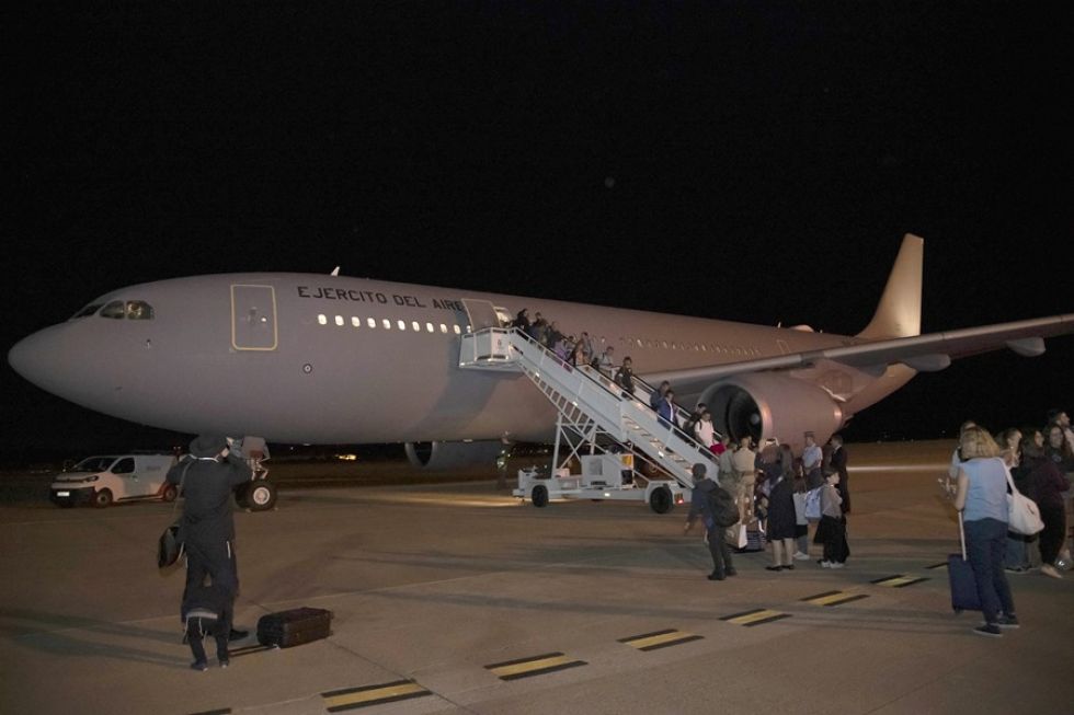 El avión militar del Ministerio de Defensa de España trasladó desde Tel Aviv a varias personas.