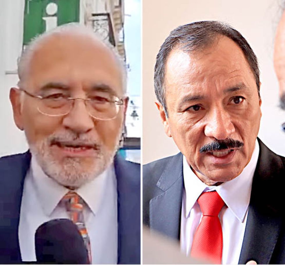 OPOSITORES. El expresidente Carlos Mesa y el rector cruceño Vicente Cuéllar, ayer, en Sucre.