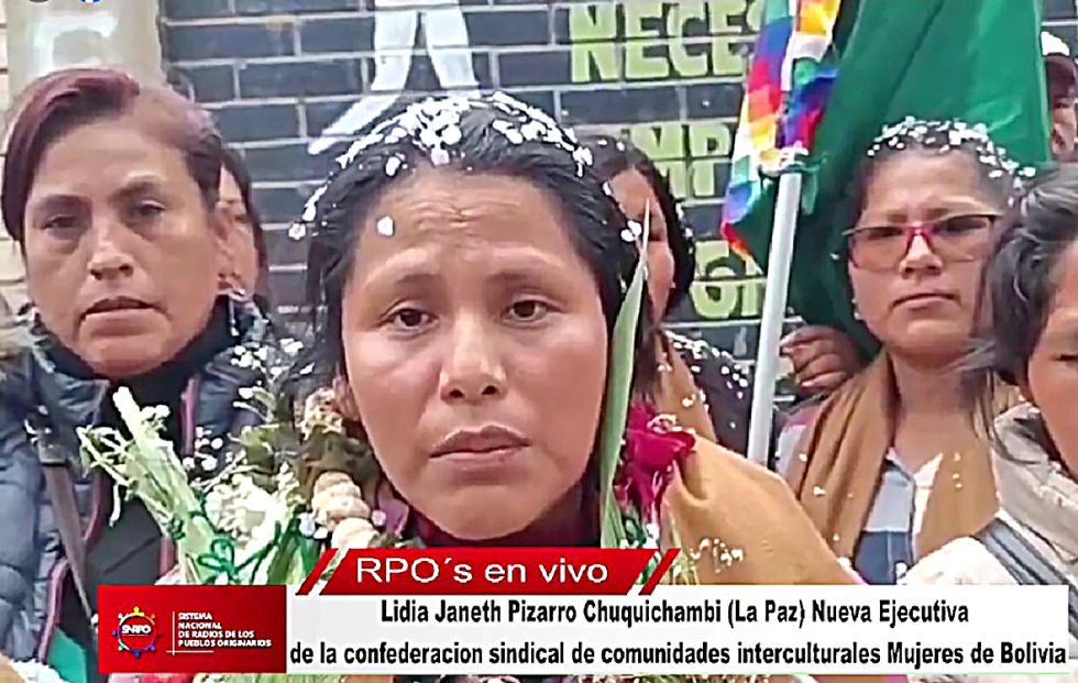 ELEGIDA. La nueva ejecutiva de las mujeres interculturales, Lidia Janett Pizarro, en Viacha.