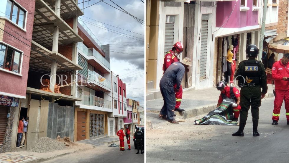 La Policía realiza el levantamiento legal del cadáver en la calle Regimiento Carabineros.