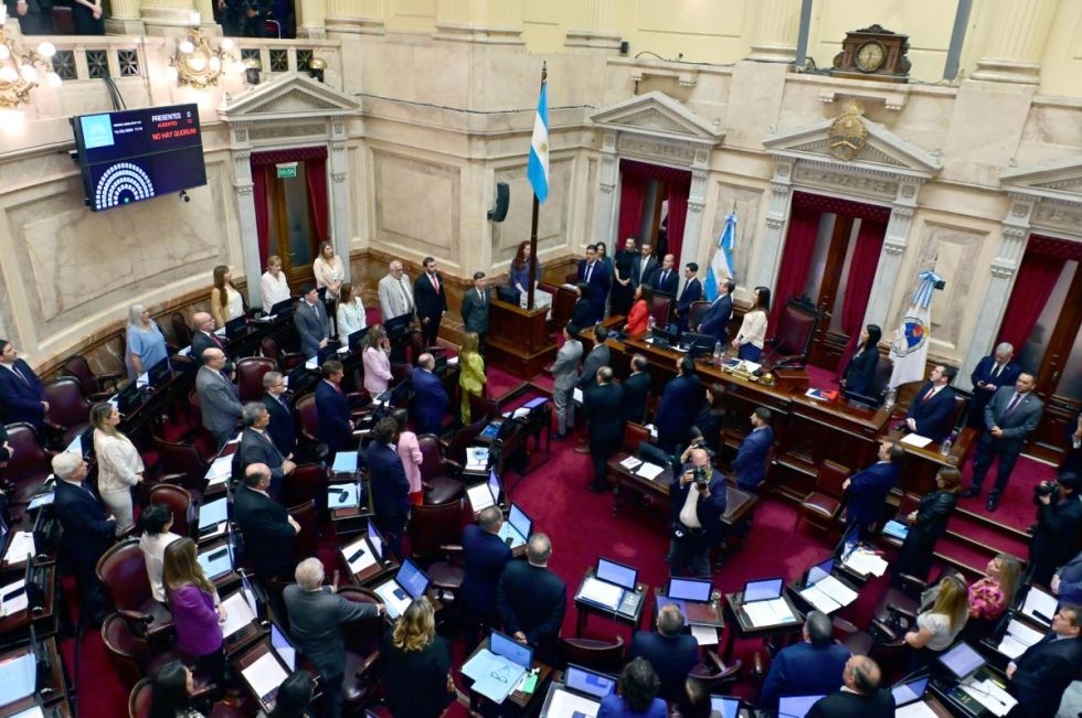 Fotografía que muestra la sesión de debate en el Senado acerca del decreto de necesidad y urgencia (DNU).