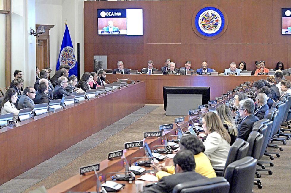DEBATE. La sesión extraordinaria del Consejo Permanente de la Organización de los Estados Americanos (OEA) de este miércoles.