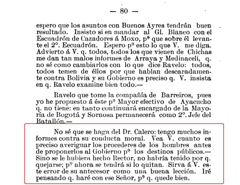 Lo que Sucre pensaba de Calero.