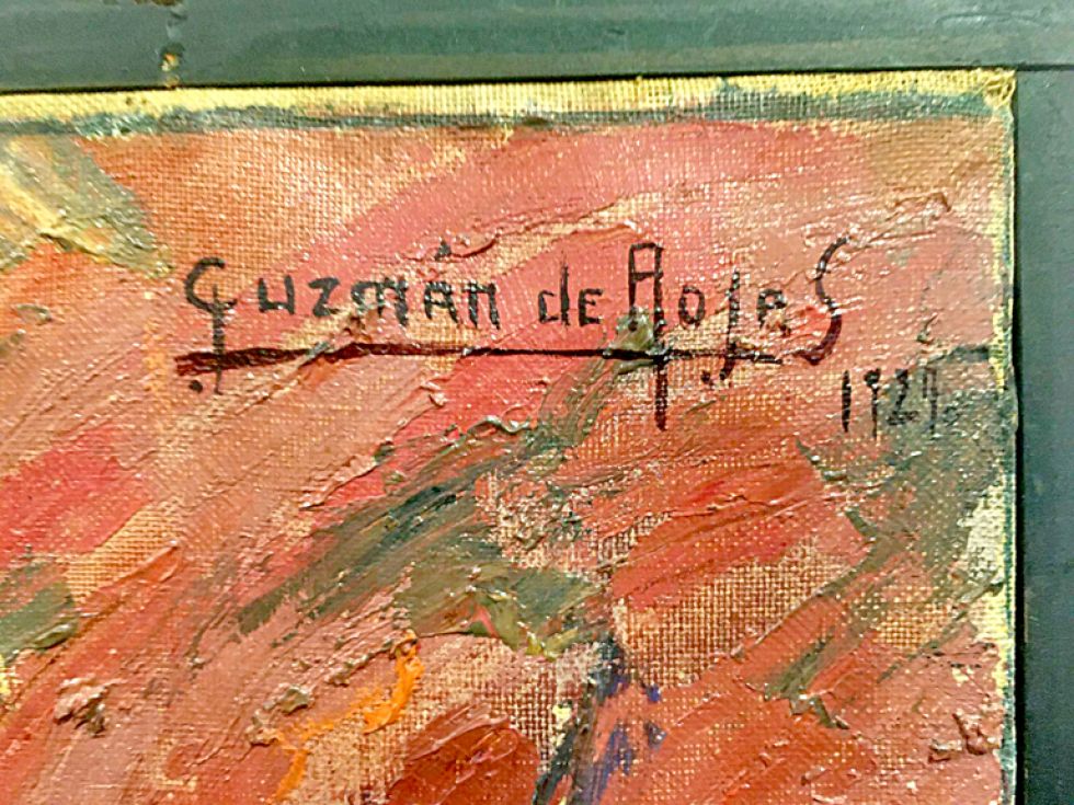 La firma del artista sobre el cuadro del Paisaje de Llojeta que es parte de la colección del Museo Colonial Charcas de Sucre