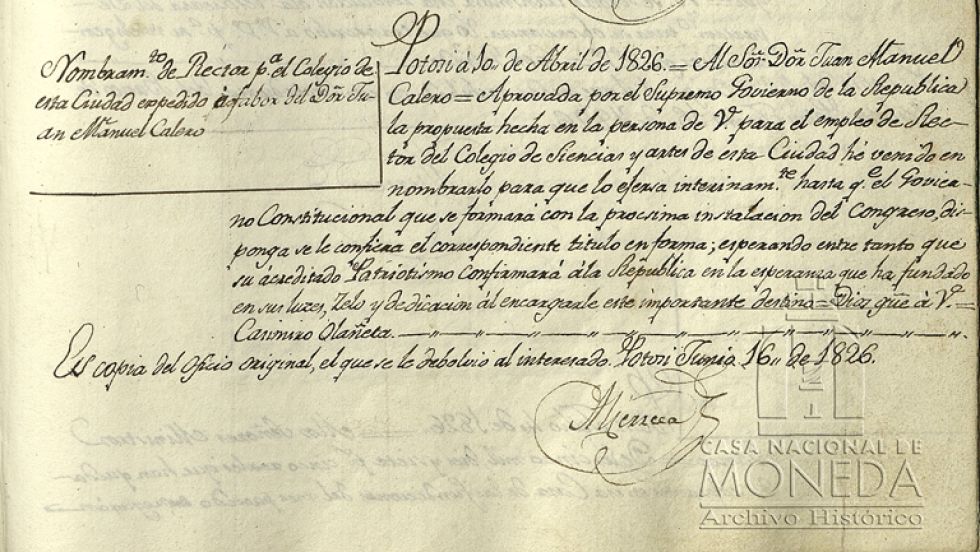 El nombramiento de Calero como rector interino.