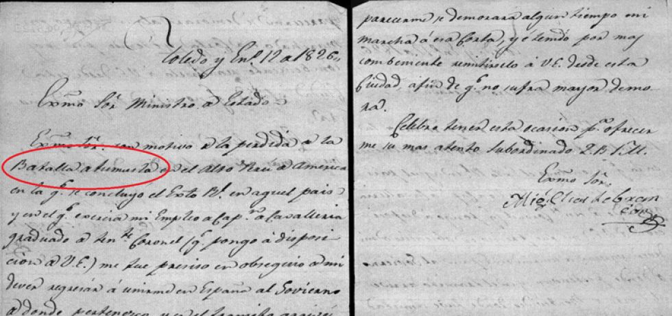 Fragmentos de la carta de Lebrancon.