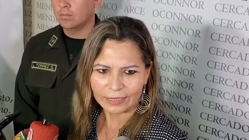 La fiscal destituida de Tarija, Sandra Gutiérrez, en una anterior conferencia de prensa.