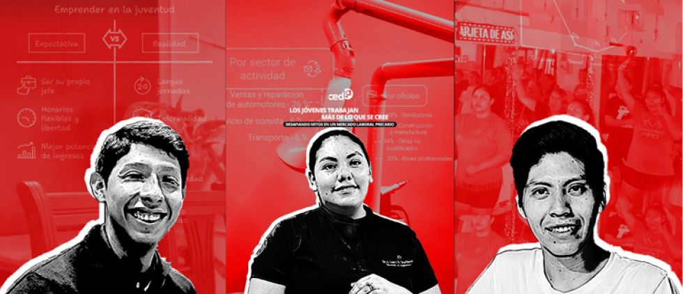 protagonistas. Jorge Masavi, de 24 años; Laura Martínez, de 29 años; Josué Soliz, de 22 años; forman parte del análisis realizado por el Cedla sobre la situación laboral de los jóv