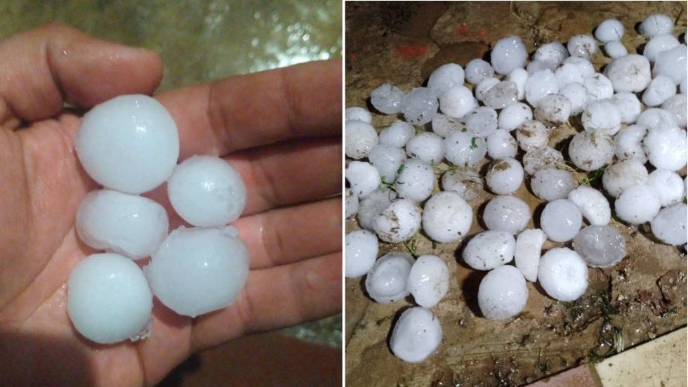El granizo en la ciudad de Sucre; al lado, en el valle de Poco Poco, Potosí.