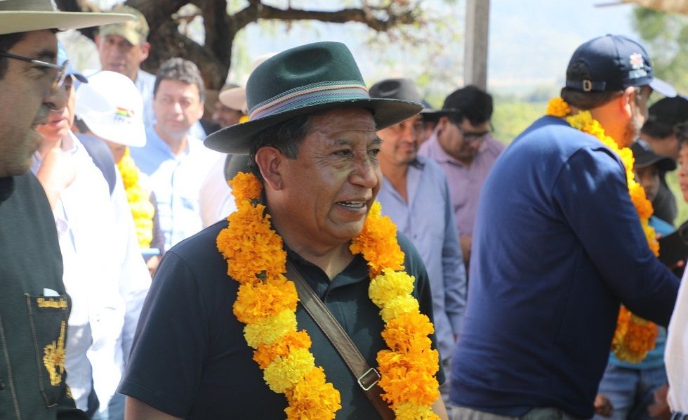 El vicepresidente David Choquehuanca en un acto por el Día del Trabajador en Tarija.