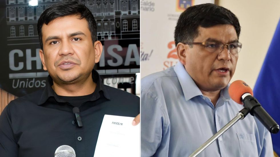 El asambleísta departamental de Chuquisaca Luis Ayllón (i) y el vocero de la Alcaldía de Sucre, Omar Aguilar.