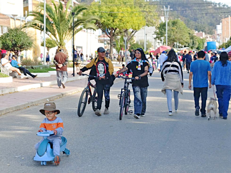 CUIDADO. La bicicleta reemplazó al transporte a combustible durante el Día del Peatón.