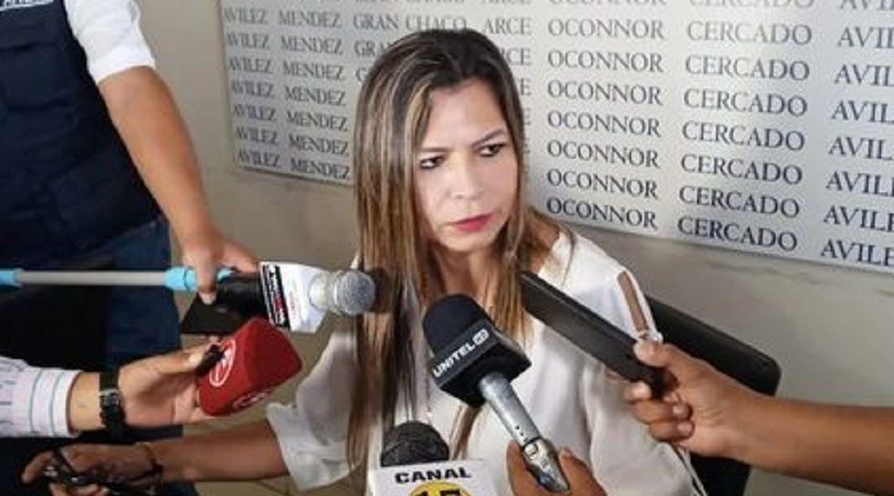 La fiscal destituida de Tarija, Sandra Gutiérrez, en una anterior conferencia de prensa.