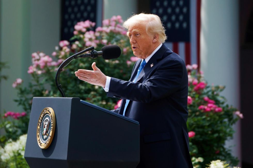 El presidente estadounidense, Donald Trump, este lunes, en un acto público.