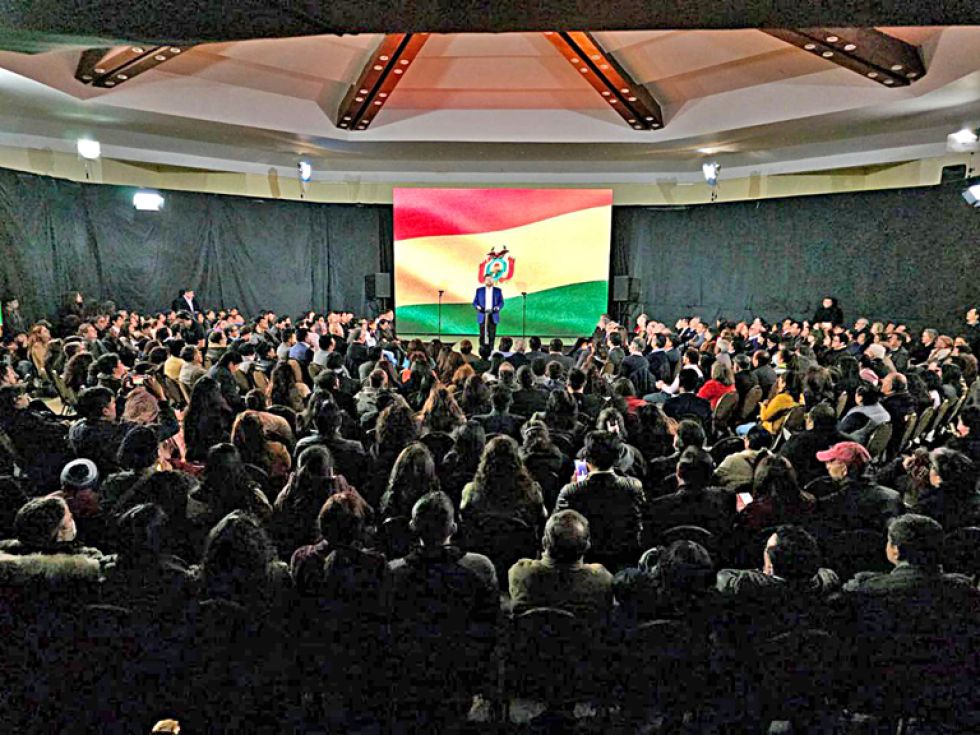 EVENTO. El candidato de la alianza Unidad, Samuel Doria Medina, este lunes, en La Paz.