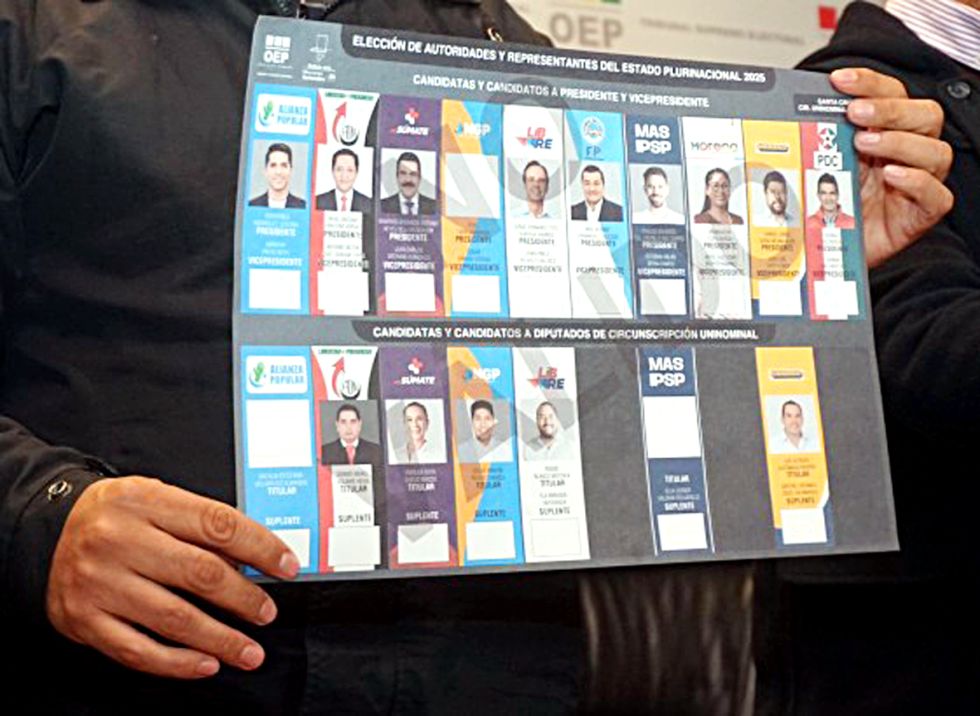 ELECCIONES. Una imagen de la papeleta preliminar de votación para las elecciones generales del 17 de agosto.