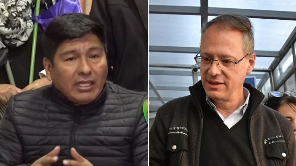 El presidente del MAS, Grover García (i), invitó a Jaime Dunn a sumarse al arcismo.