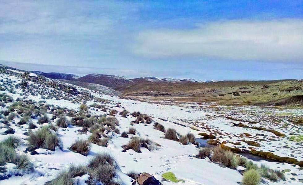 Una imagen referencial de una nevada en el altiplano boliviano. 