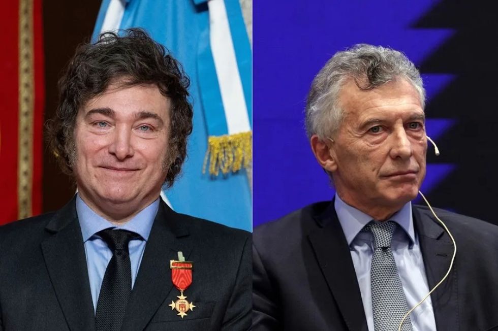 Combo de fotografías de archivo del presidente de Argentina, Javier Milei (i), y el expresidente Mauricio Macri (d).