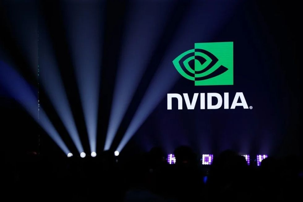 Fotografía de archivo del logo de la compañía Nvidia, cuyo valor en bolsa superó los 4 billones de dólares.