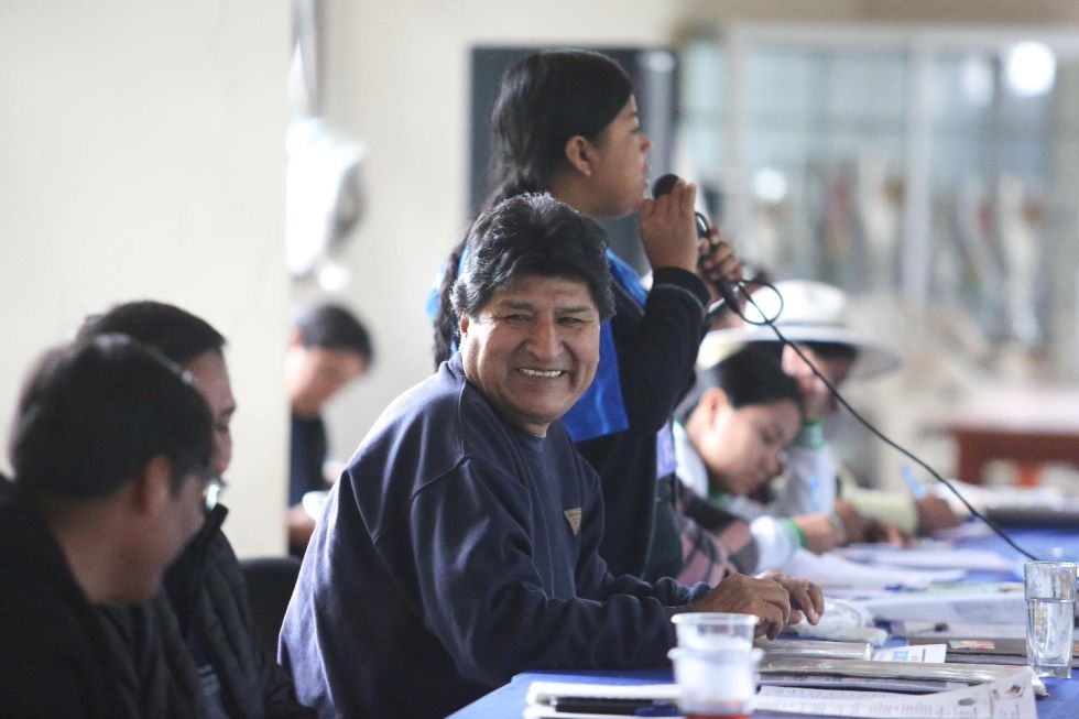 El expresidente Evo Morales, este jueves, en un acto público en el Trópico.