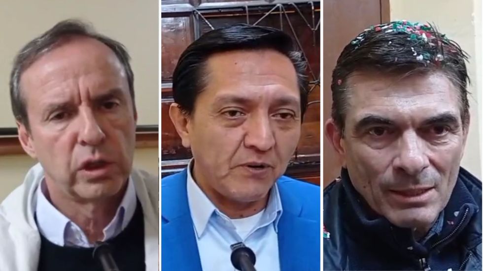 De izquierda a derecha, Jorge Tuto Quiroga, Pavel Aracena y Rodrigo Paz.