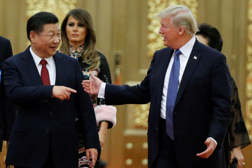 El presidente de Estados Unidos, Donald Trump, y su homólogo de China, Xi Jinping, en el Gran Palacio del Pueblo en Pekín (China), en noviembre de 2017.u homólogo de China, Xi Ji