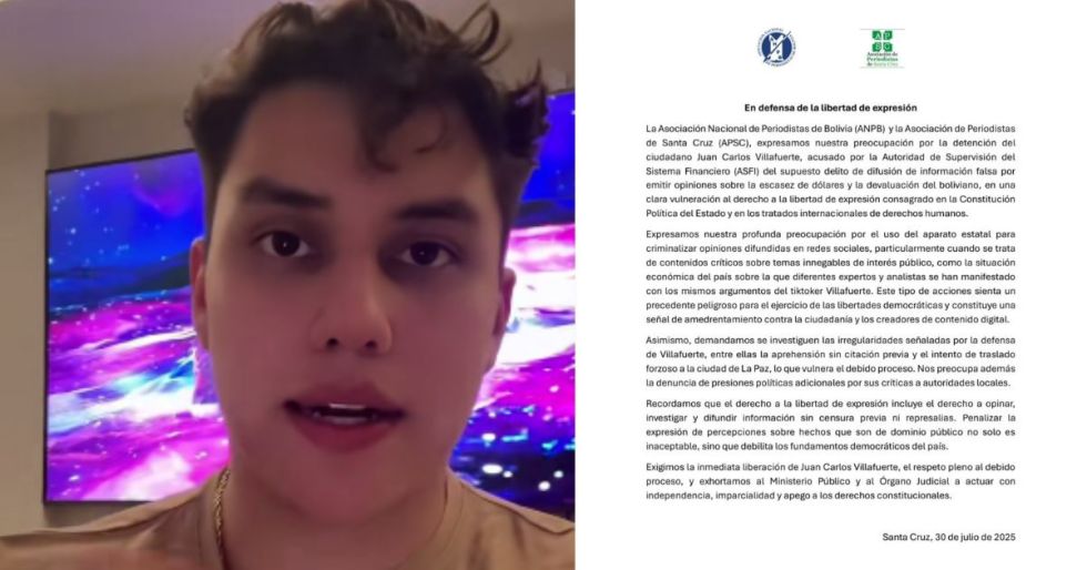 Juan Carlos Villafuete fue acusaco de de difundir información falsa sobre la escasez de dólares y la devaluación del boliviano