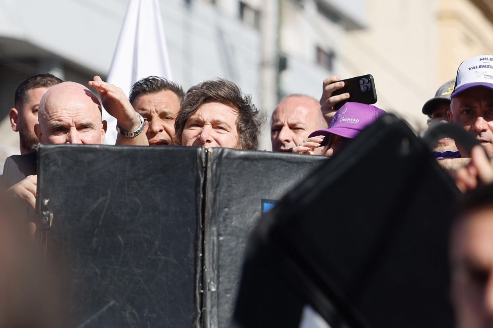 El presidente de Argentina, Javier Milei, en reciente acto de campaña.