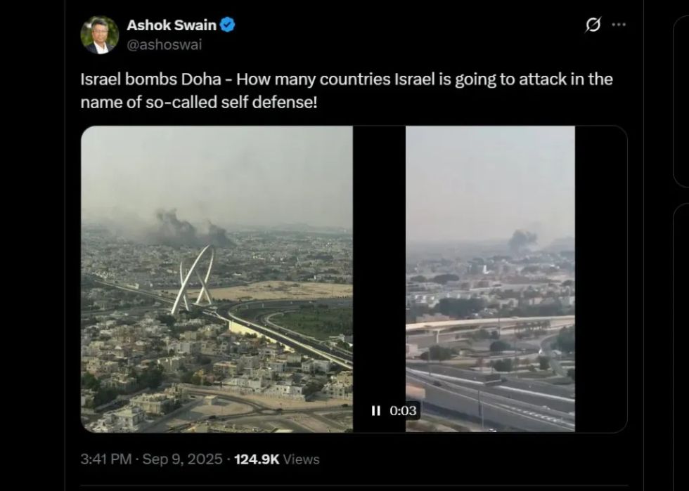 Imágenes en una cuenta de X que denuncia el ataque israelí en Doha. 