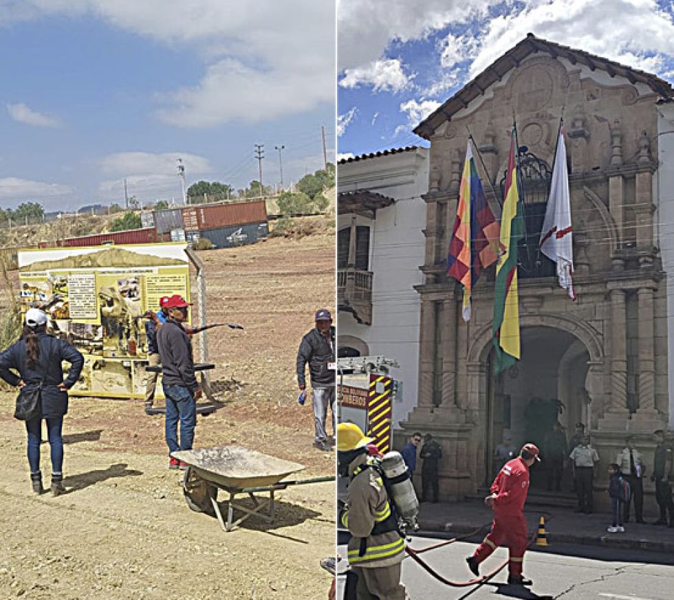 INFRAESTRUCTURAS. El Parque Cretácico (izquierda) y el frontis de la Casa de la Libertad.