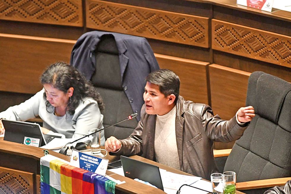 POLÉMICA. El senador del MAS Pedro Benjamín Vargas durante su intervención de este miércoles.