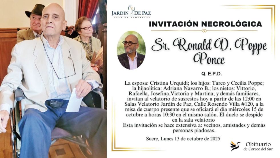 Conocido cariñosamente como “Popicho”, Poppe fue una figura muy querida en la comunidad chuquisaqueña.