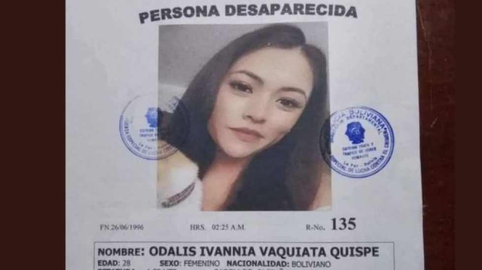 El aviso de búsqueda de Odalys, desaparecida en los Yungas.