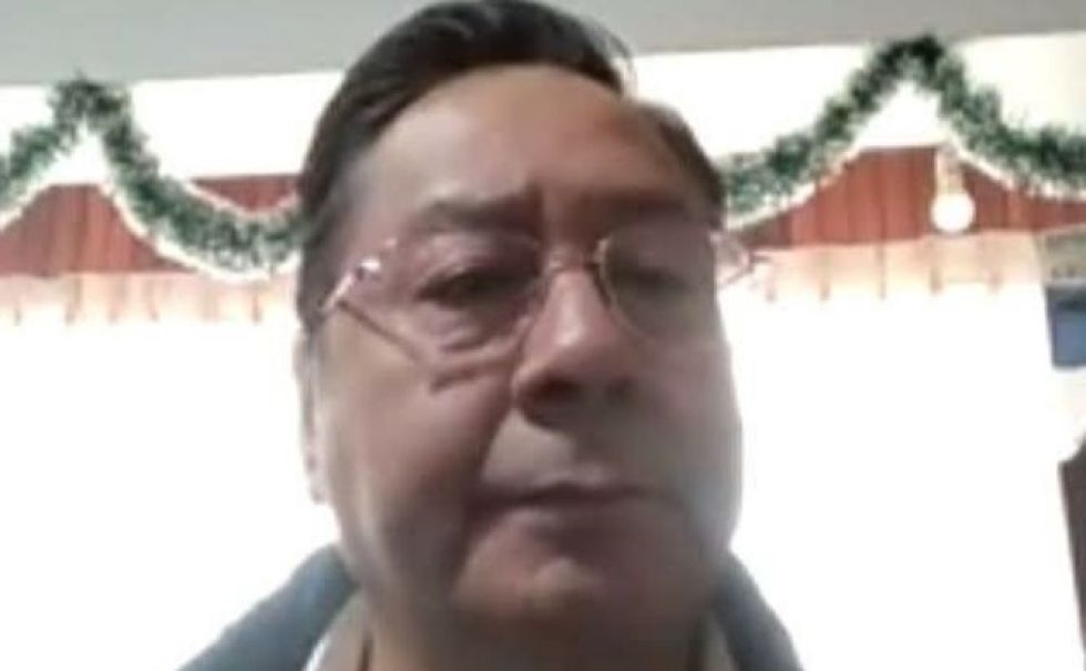 El expresidente Luis Arce durante su audiencia virtual. 