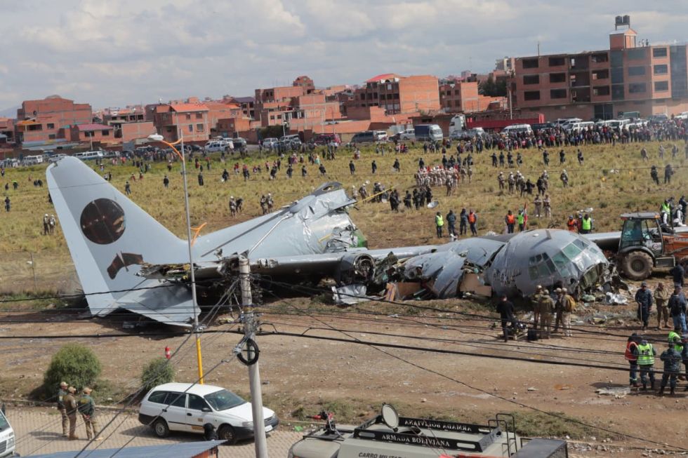 La zona donde ocurrió el accidente aéreo el pasado viernes en El Alto. 