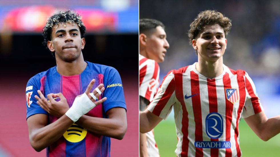 Lamine Yamal (i) y Julián Álvarez, figuras del Barcelona y el Atlético de Madrid. 
