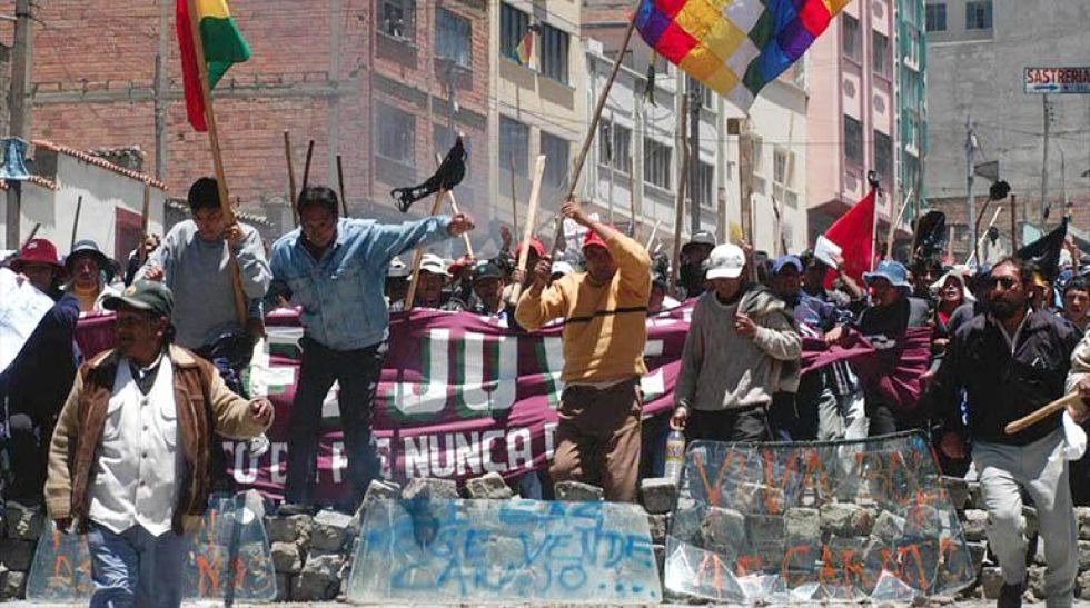 Las protestas durante la crisis de octubre de 203 en Bolivia.