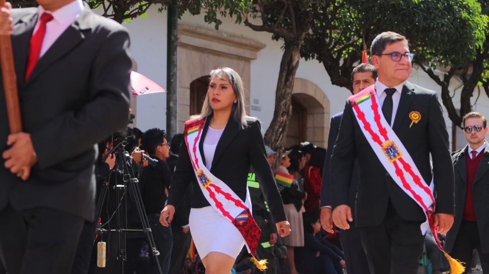 El desfile cívico institucional por el Bicentenario de Bolivia. 