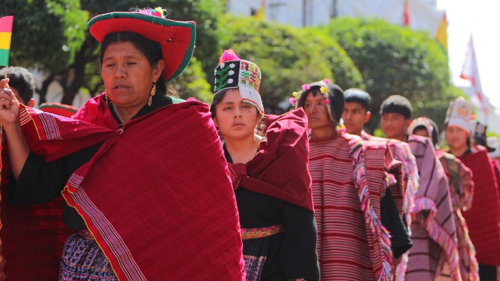 El desfile cívico institucional por el Bicentenario de Bolivia. 