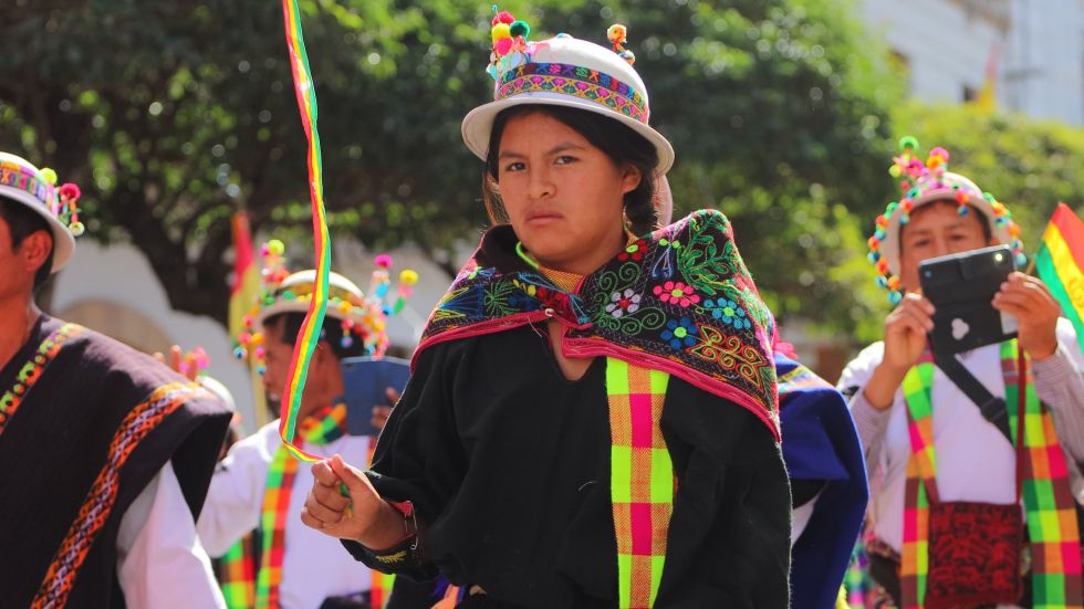 El desfile cívico institucional por el Bicentenario de Bolivia. 