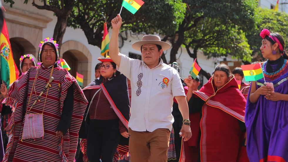El desfile cívico institucional por el Bicentenario de Bolivia. 